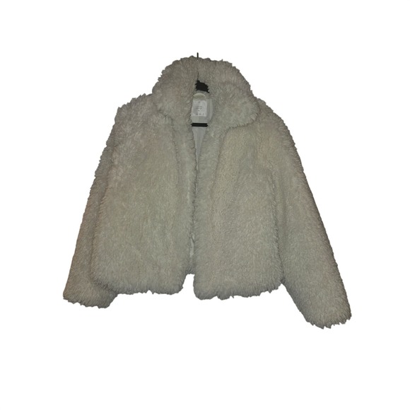LC Lauren Conrad Jackets & Blazers - LC Lauren Conrad Faux Fur Teddy Jacket Cream‎ White Shaggy Coat Medium
